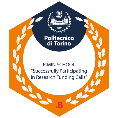 Badge for RIMIN SCHOOL “Successfully Participating in Research Funding Calls”